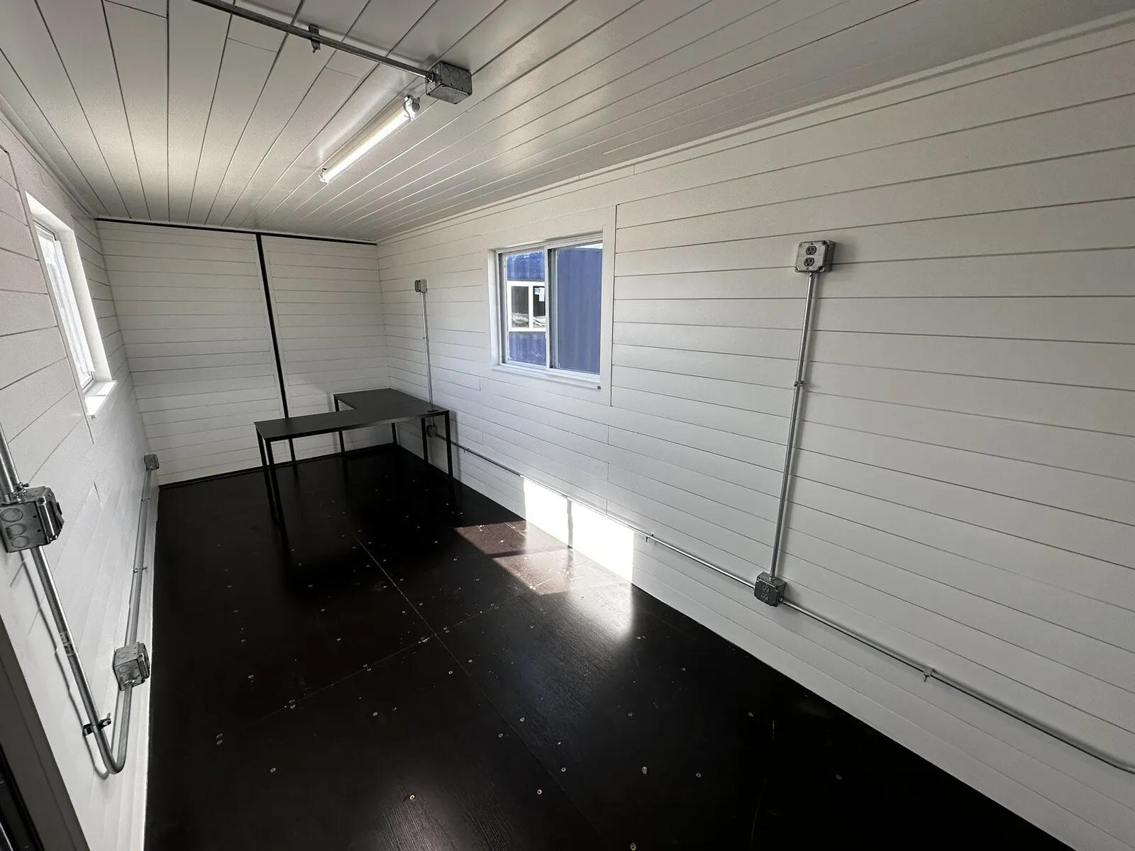 20ft 20’ Slate Gray Shiplap 120V Shipping Container Office Mini Split