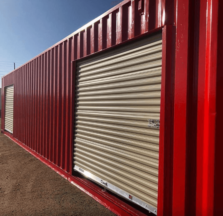 Container fitted out as a combined office and storage unit