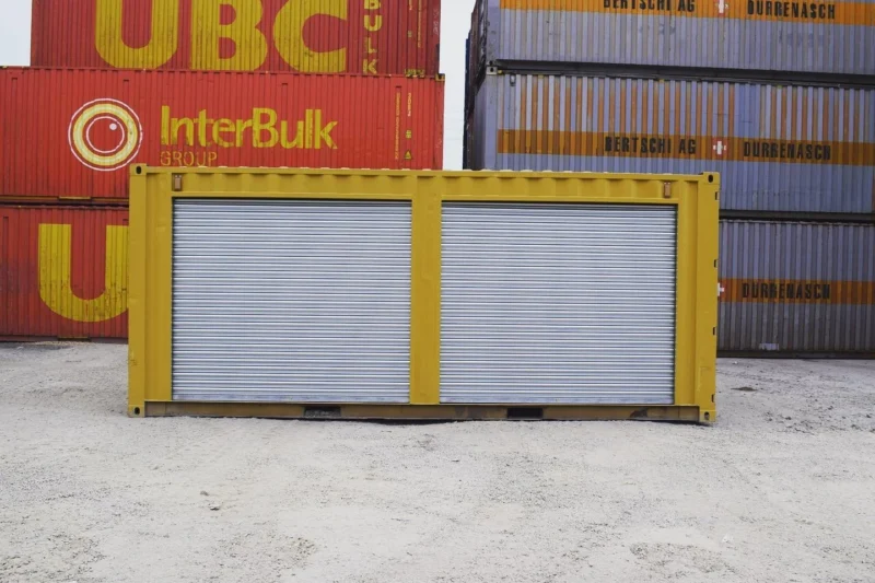 Yellow 20ft Container – Dual Side Roll-Up Doors