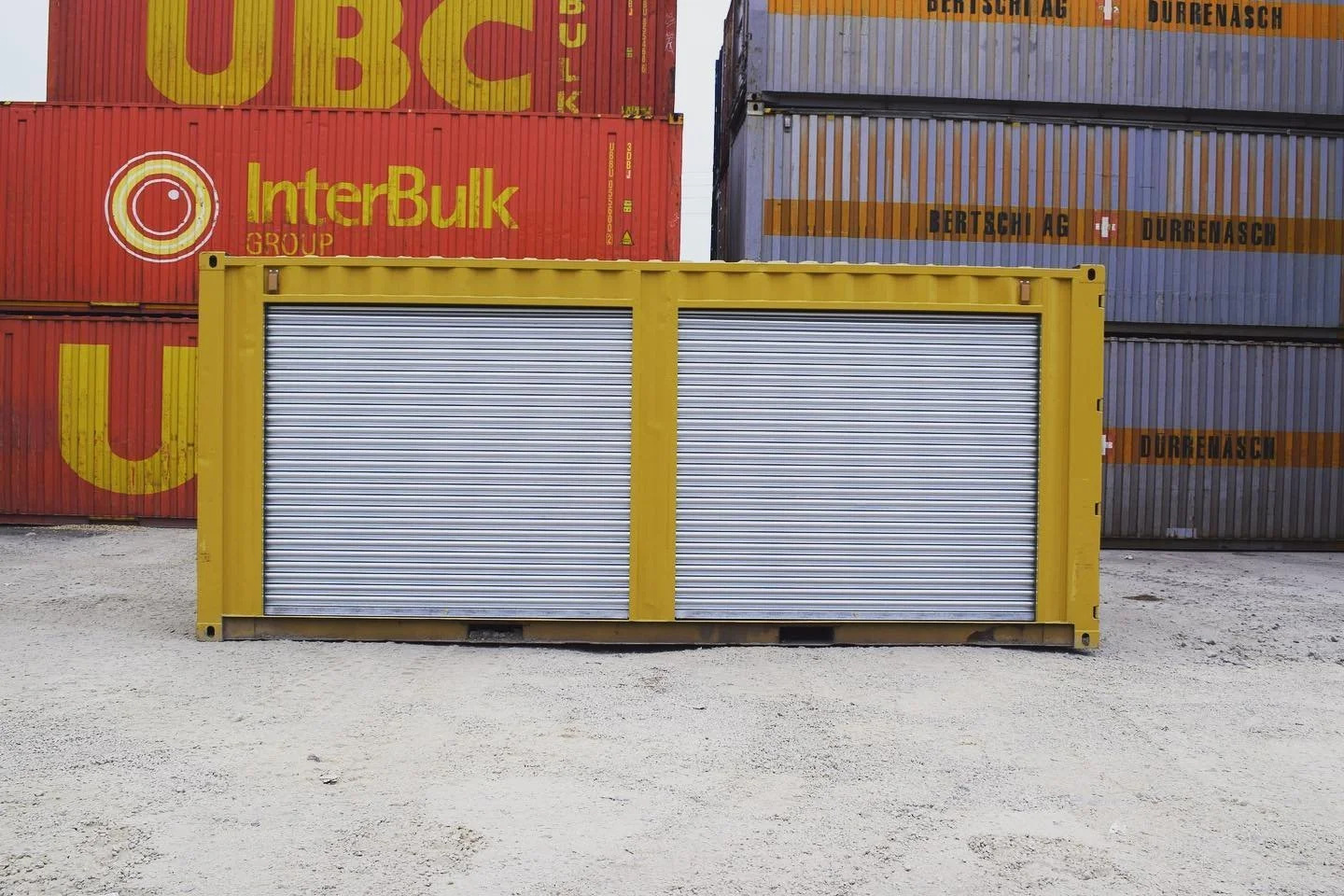 Yellow 20ft Container – Dual Side Roll-Up Doors