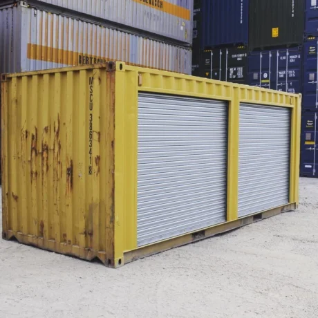 Yellow 20ft Container – Dual Side Roll-Up Doors