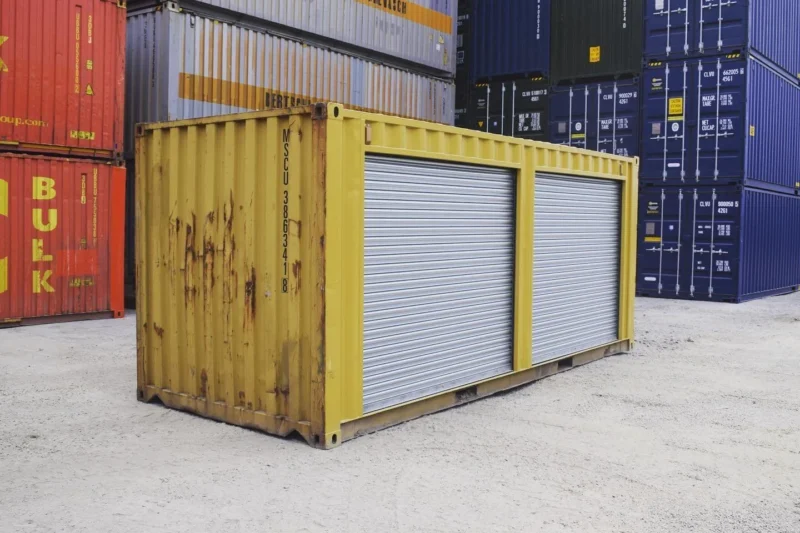 Yellow 20ft Container – Dual Side Roll-Up Doors