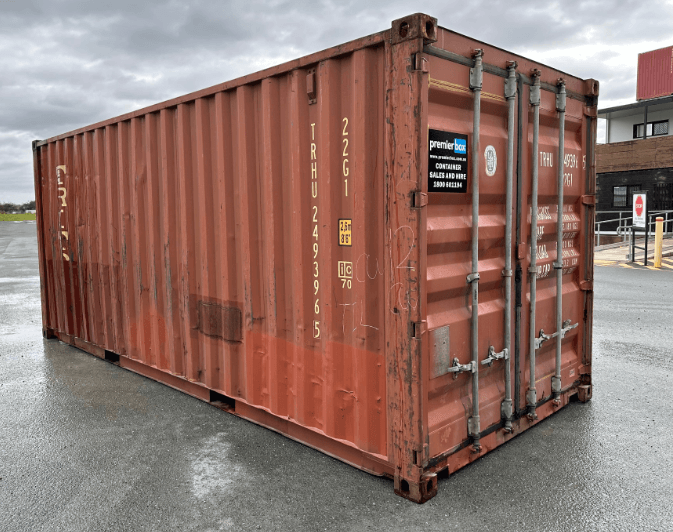 Weathered container showing faded original livery and surface rust