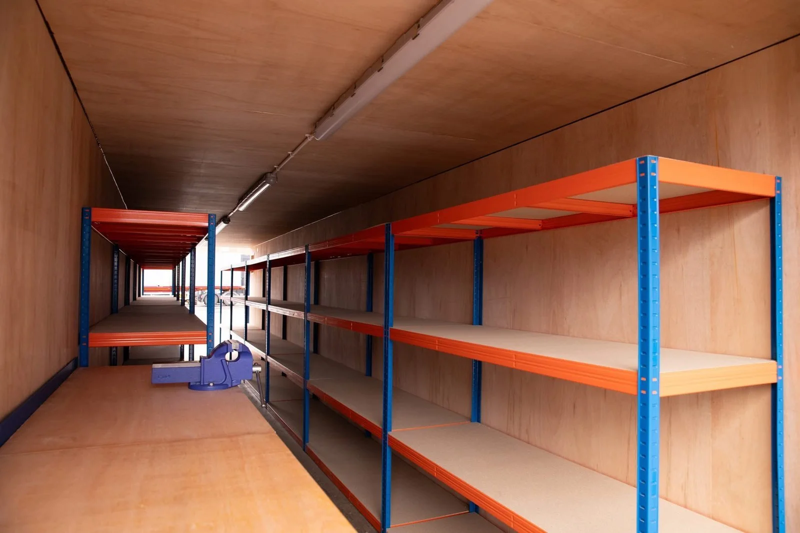 40ft Tunnel Container – Fully Shelved Mobile Workshop
