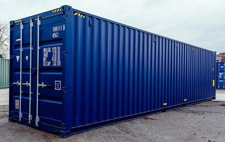 A 40ft high cube shipping container