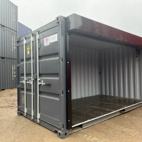 Shipping Container with Electrified Full Roll Up Side Opening