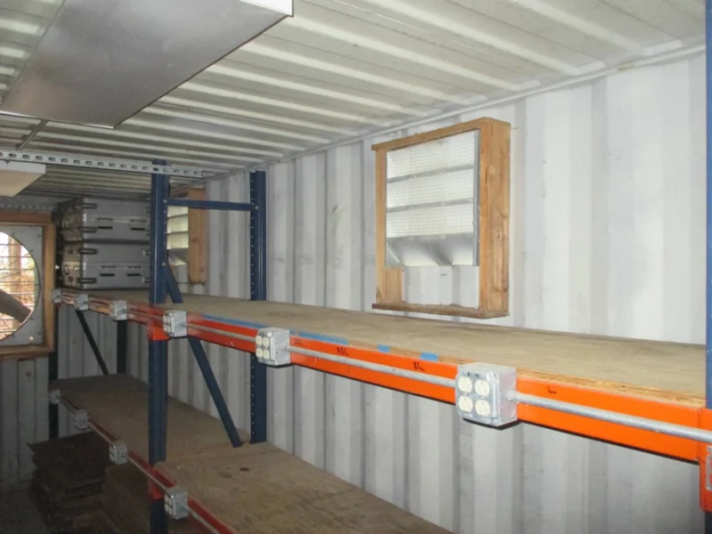 40 ft Container Shop – Climate Controlled Office + Inventory Storage / Racking