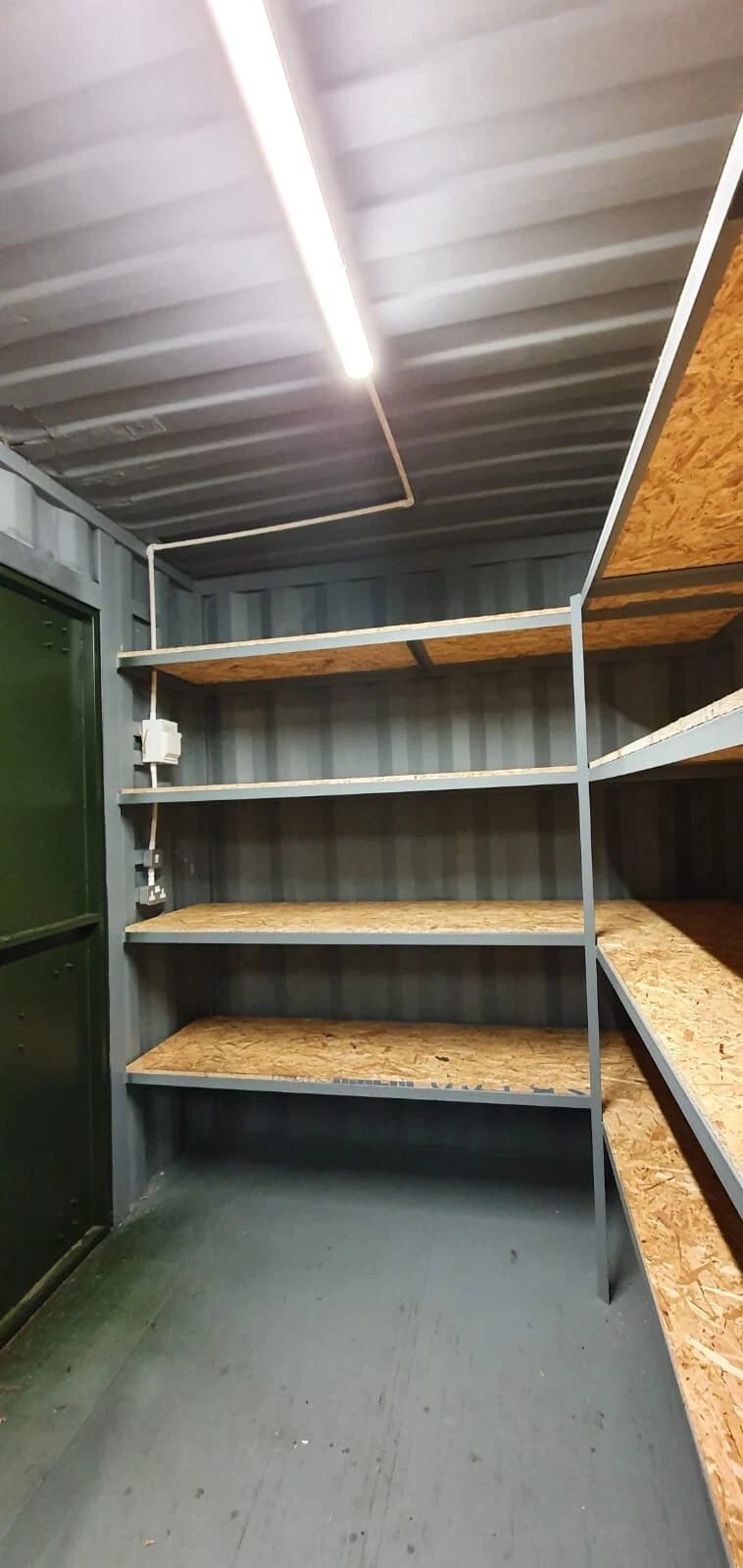 20 x 8Ft 9ft 6 high cube Container, With Anti Condensation, Lighting & Shelving.
