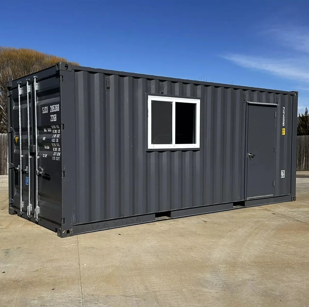 20 ft 20’ Slate Gray Shiplap 120V Shipping Container Office Minisplit