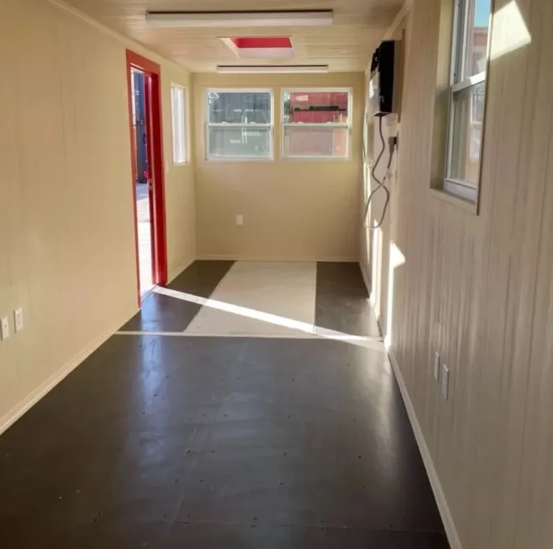 40FT Modified Shipping Container Office – 800 Sq Ft, Red, w/ Bathroom & Storage