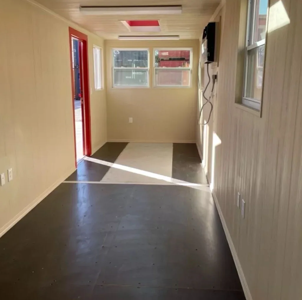 40FT Modified Shipping Container Office – 800 Sq Ft, Red, w/ Bathroom & Storage